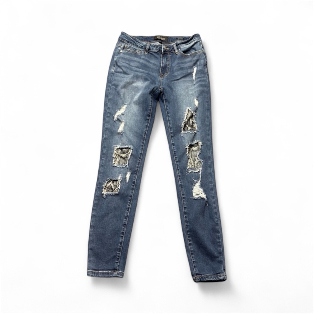 Judy Blue Ripped Skinny Jeans - Dark Wash Snakeskin  Distressed Ripped Sz 13